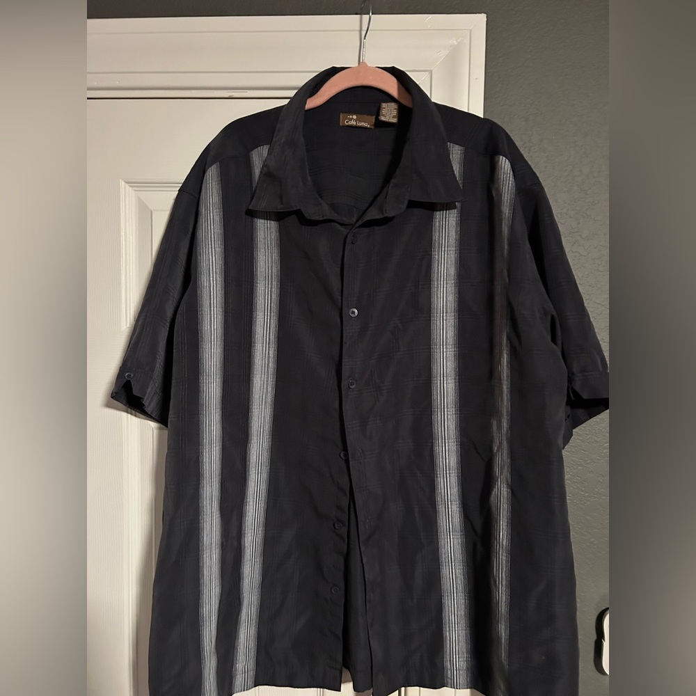 Men's Black and Gray Striped Shirt Jacket